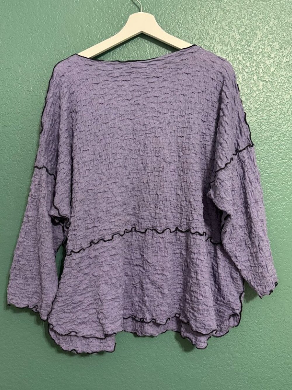 VTG NoBlu Lagenlook Cotton Pucker Top XL Purple Art To Wear Deconstructed - Picture 5 of 9